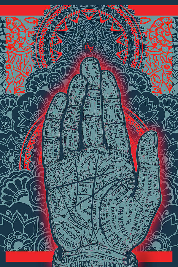 Rubino Blue Zen Namaste Hand Painting