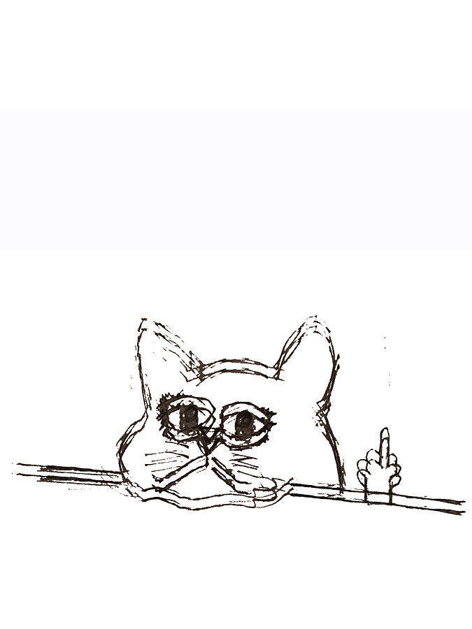 Rubino Cat Finger Drawing by Tony Rubino