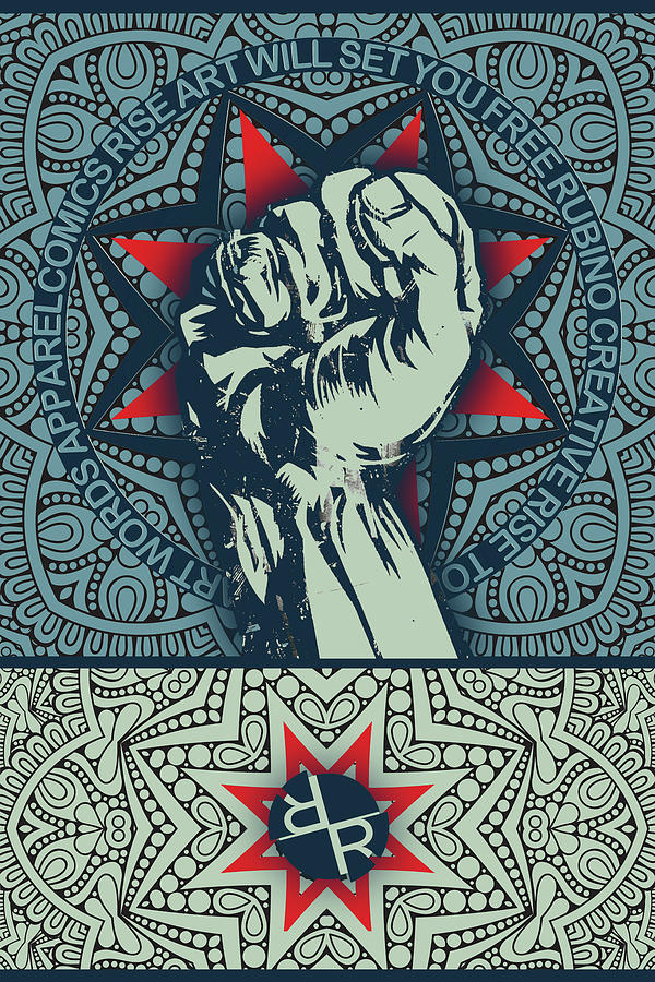 Abstract Painting - Rubino Fist Mandala by Tony Rubino