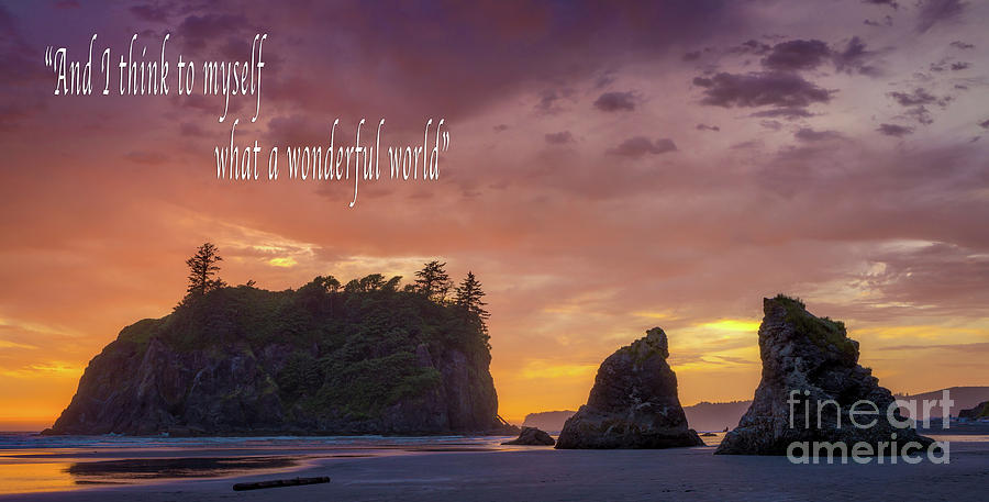 Ruby Beach Glorious Sunset Quote Photograph by Jerry Fornarotto