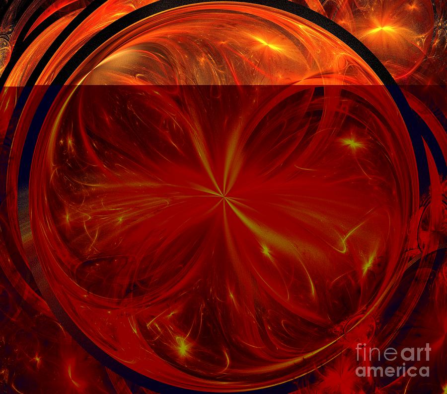 Abstract Digital Art - Ruby Butterfly Sphere by Kim Sy Ok