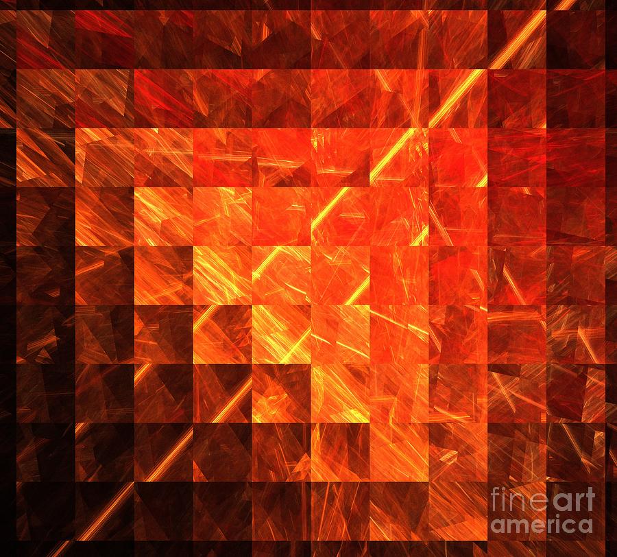 Abstract Digital Art - Ruby Cubes by Kim Sy Ok