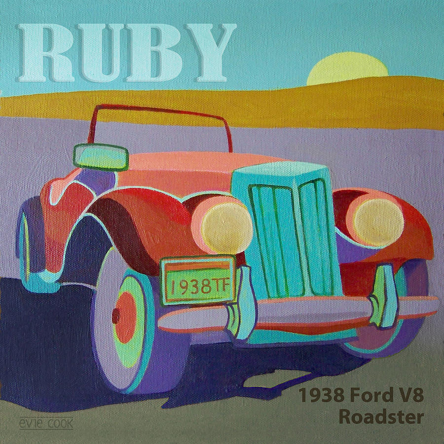 Car Digital Art - Ruby Ford Roadster by Evie Cook