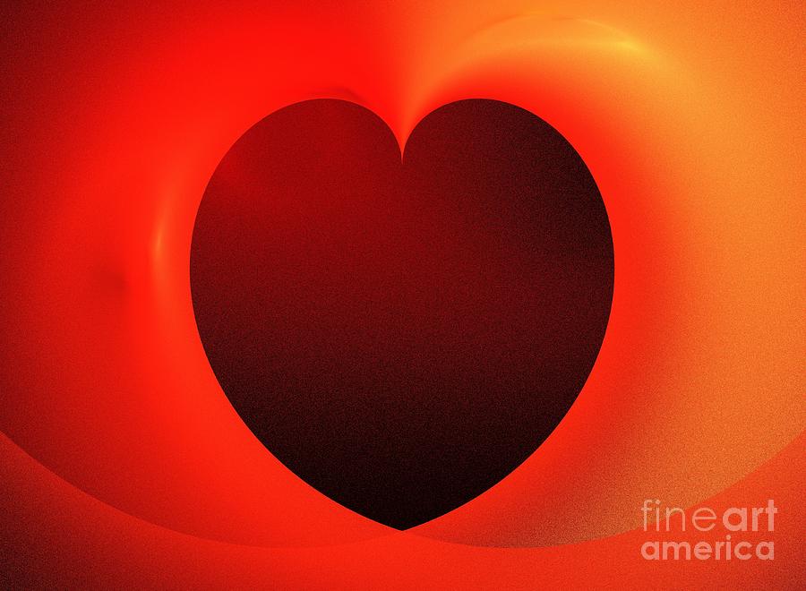 Abstract Digital Art - Ruby Heart by Kim Sy Ok