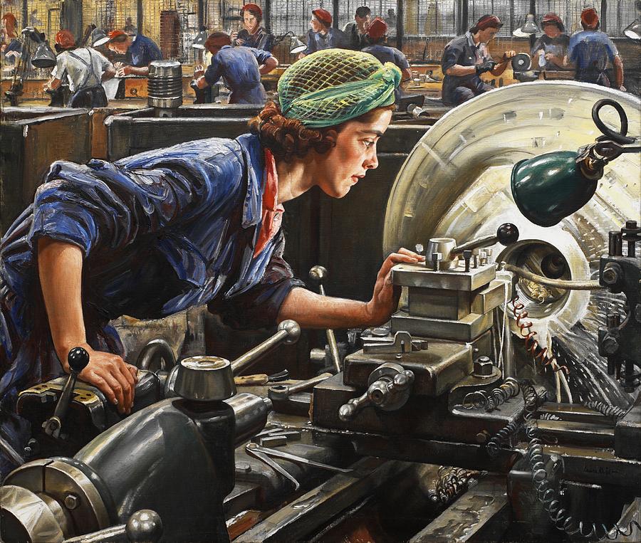 Vintage Painting - Ruby Loftus Screwing A Breech Ring by Mountain Dreams