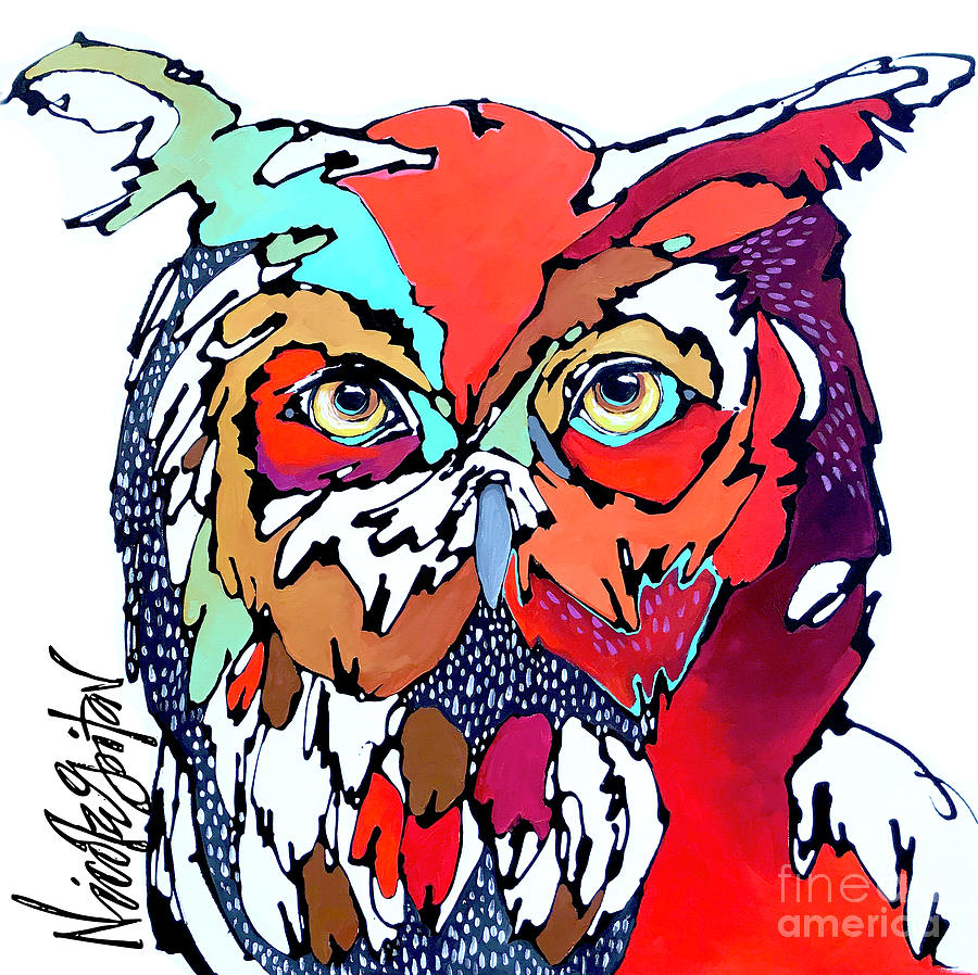Owl Painting - Ruby by Nicole Gaitan