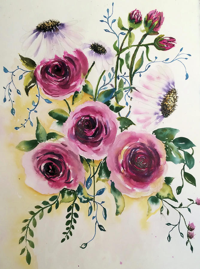 Ruby Roses Painting by Dawn Maxson