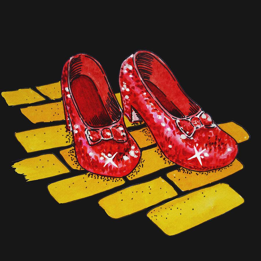 Ruby Slippers From Wizard Of Oz Painting by Irina Sztukowski