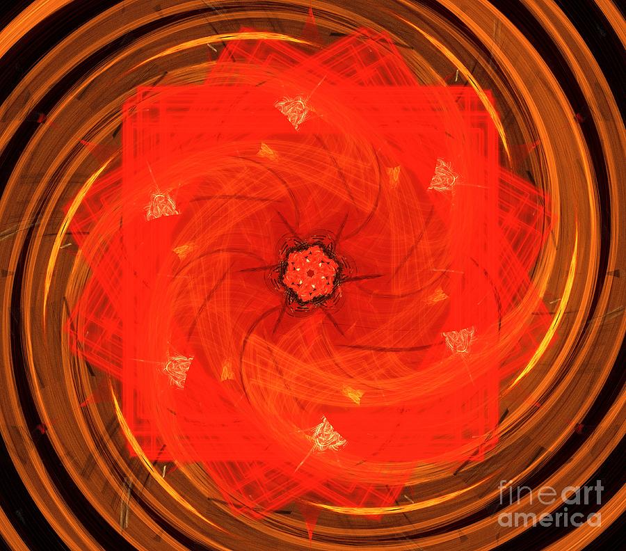 Abstract Digital Art - Ruby Spiral Petals by Kim Sy Ok