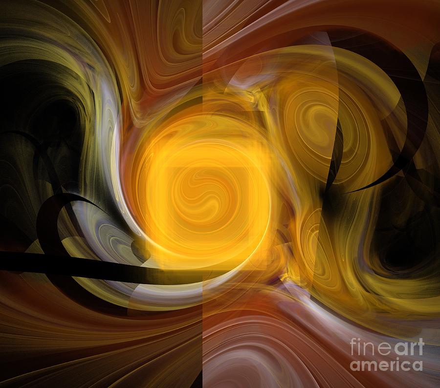 Abstract Digital Art - Ruby Sun Swirls by Kim Sy Ok