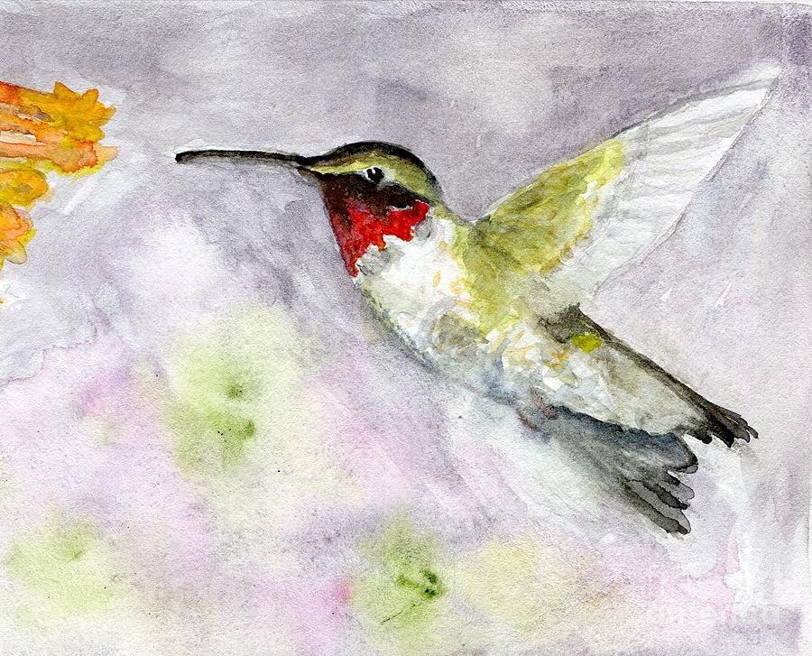 Ruby-throated Hummingbird Painting by Andrea Rubinstein