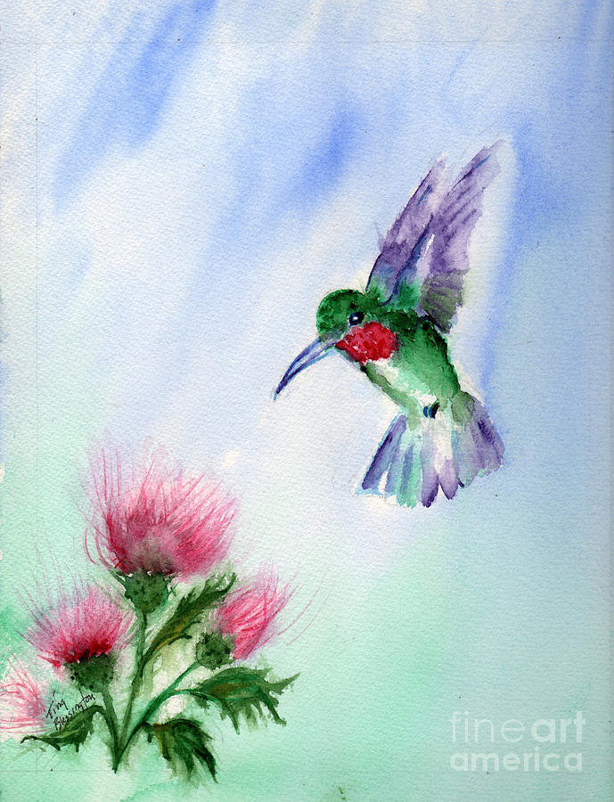Ruby Throated Hummingbird Painting by Doris Blessington