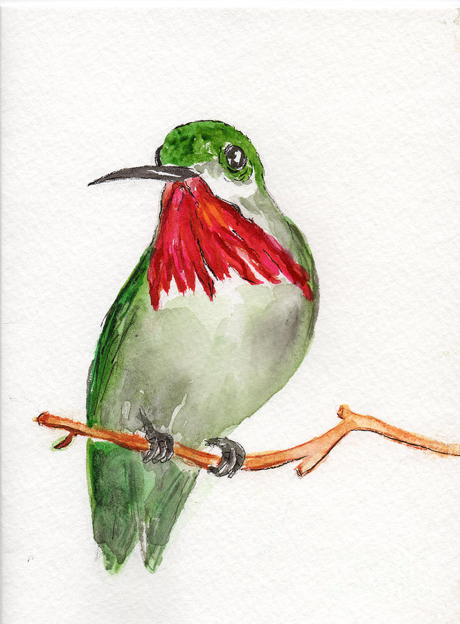 Ruby Troated Hummingbird Painting by Doris Blessington