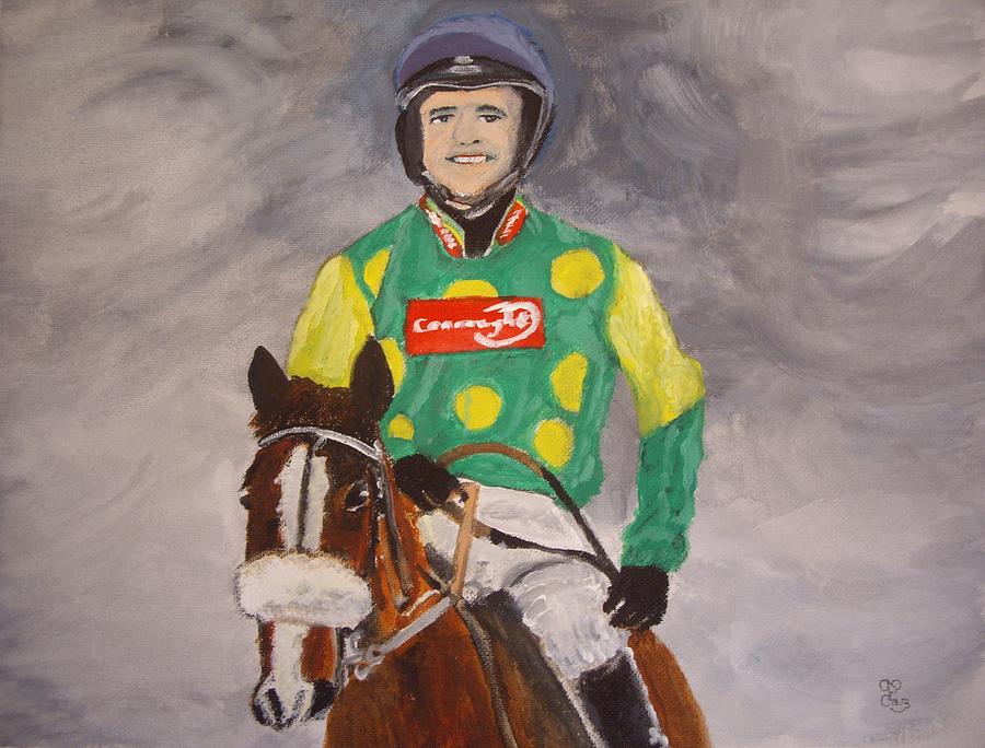 Ruby Walsh and Kauto Star Painting by Carole Robins