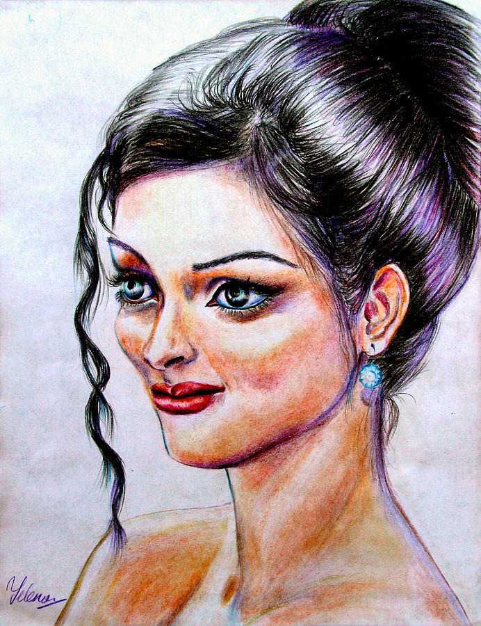 Ruchita - Indian Drawing by Yelena Rubin
