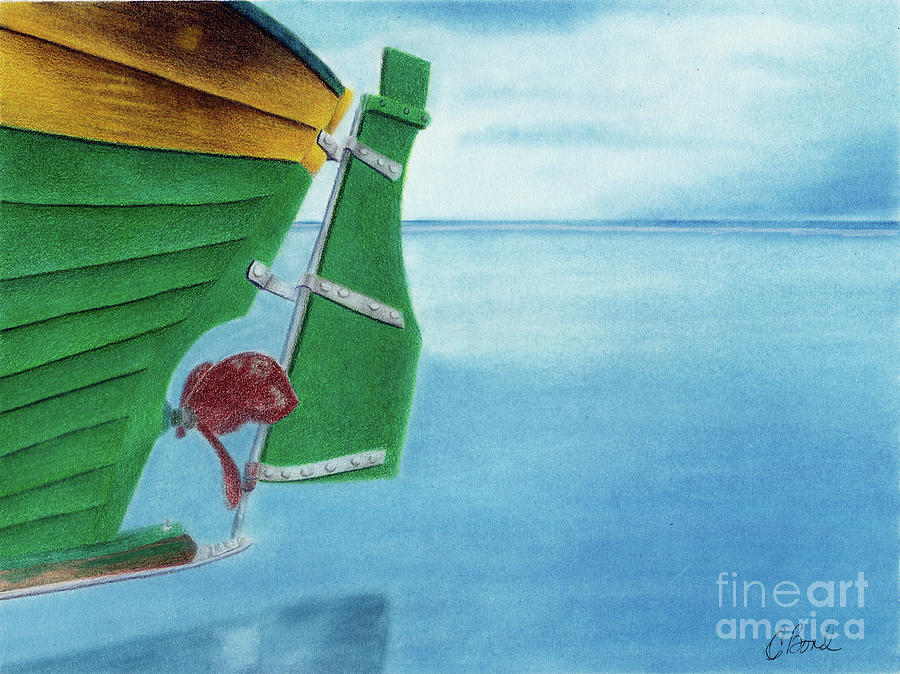 Boat Painting - Rudder by Carol Bond