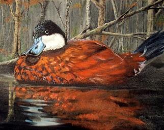 Duck Painting - Ruddy on the slough by Jim Wetherington
