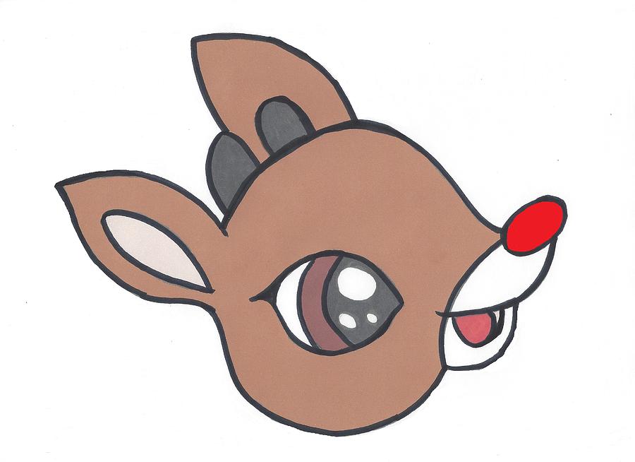 Rudolph's Shiny Nose Drawing by Rachelle Masters