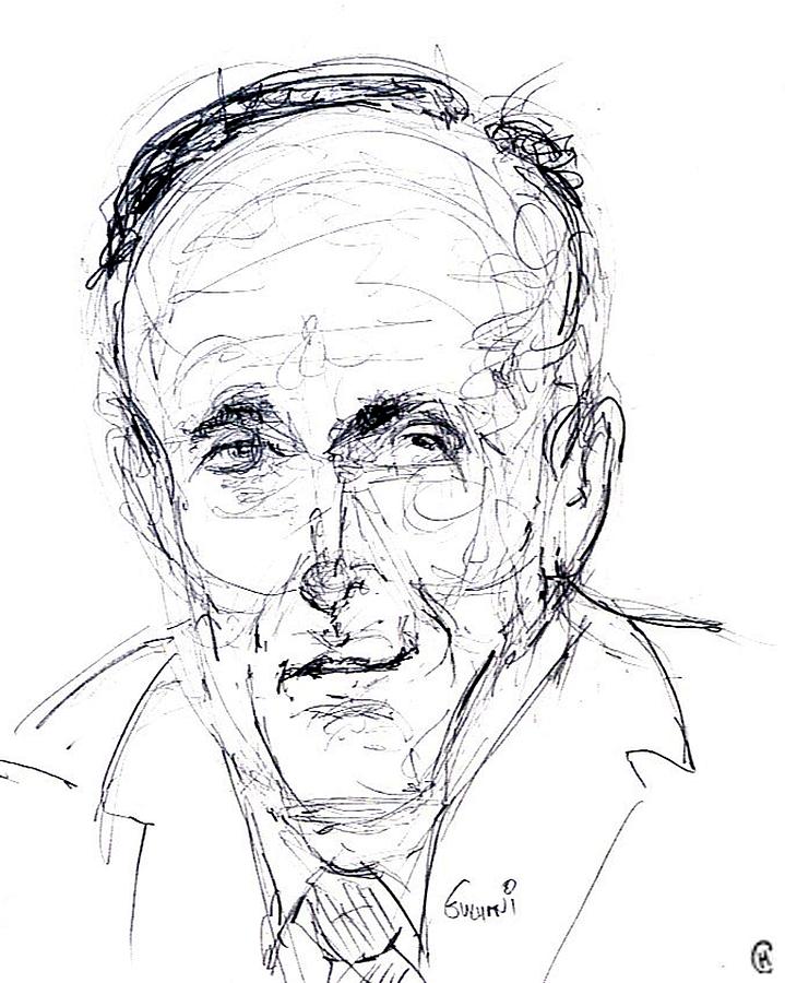 Rudy Giuliani Drawing by Cameron Hampton PSA - Fine Art America