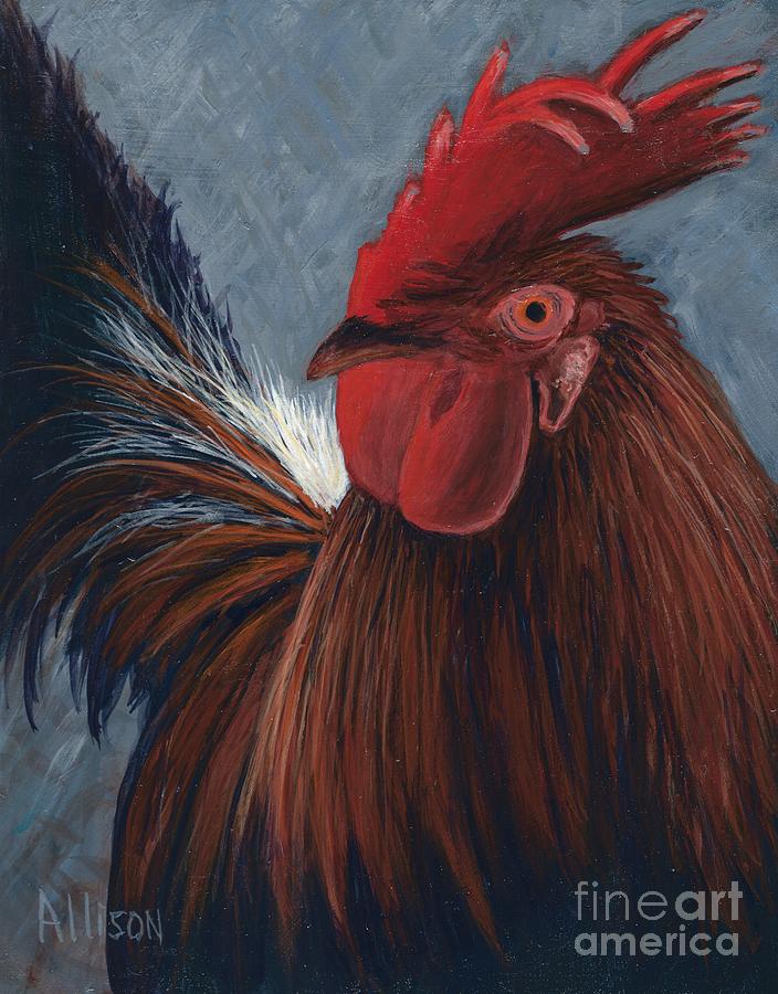 Rudy the Rooster Painting by Allison Constantino