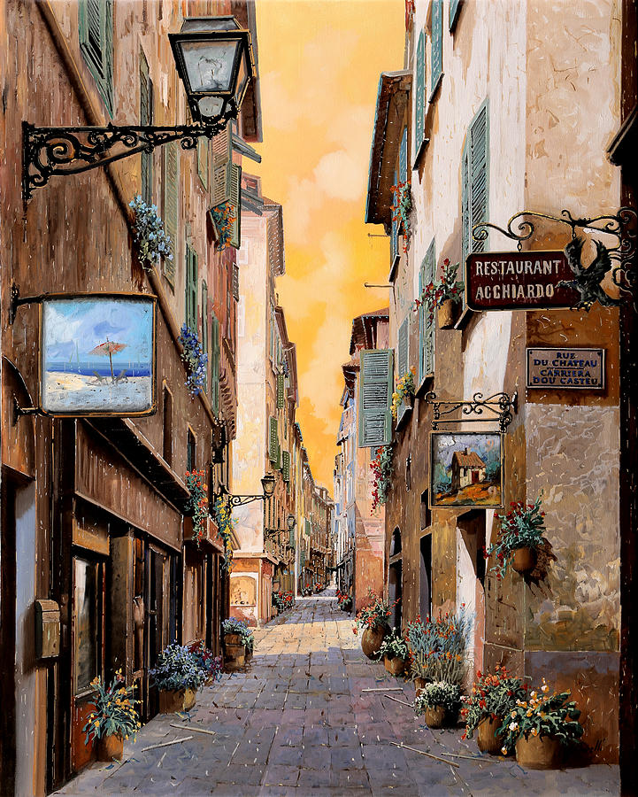 Nice Painting - Rue Droite Nice  by Guido Borelli