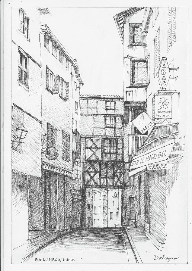 Rue du Pirou in Thiers France Drawing by Dai Wynn