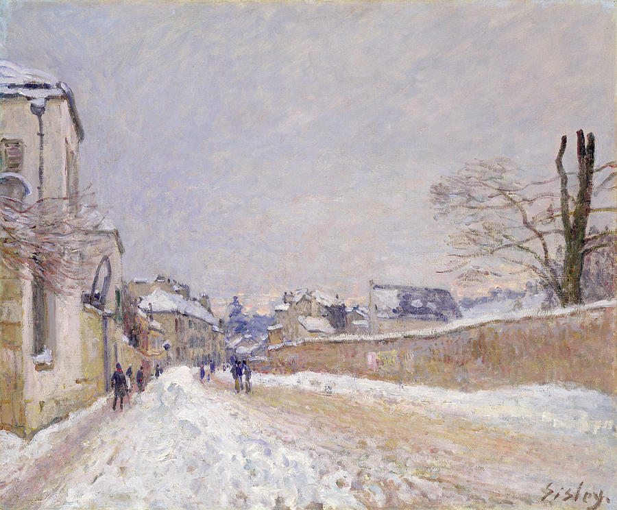 Alfred Sisley Painting - Rue Eugene Moussoir at Moret, Winter by Alfred Sisley