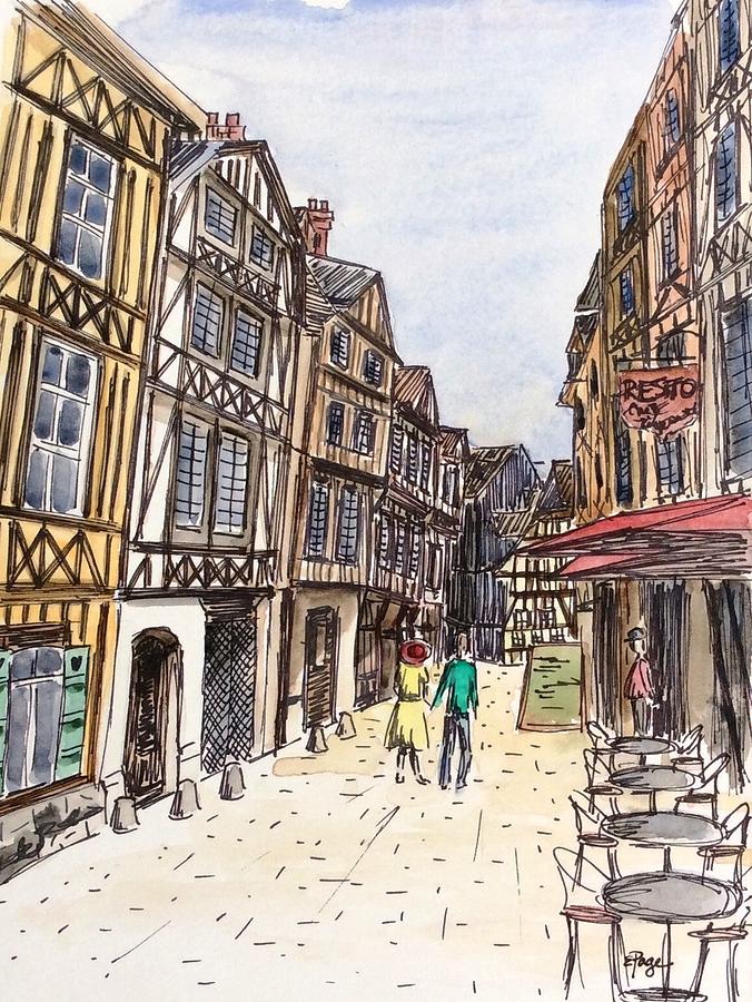 Rue Malpalu, Rouen, France I Painting by Emily Page