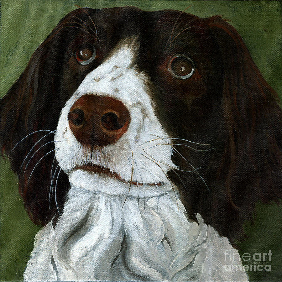 Rueger - dog portrait oil painting Painting by Linda Apple
