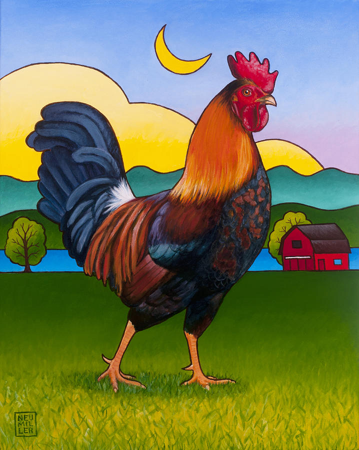 Rufus the Rooster Painting by Stacey Neumiller