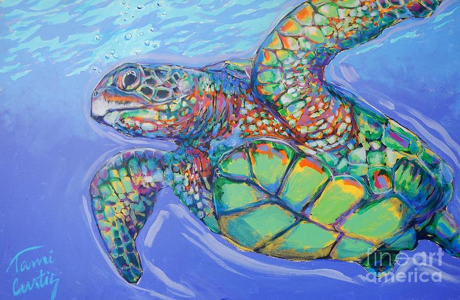 Sea Turtle Painting - Rufus the Sea Turtle by Tami Curtis 