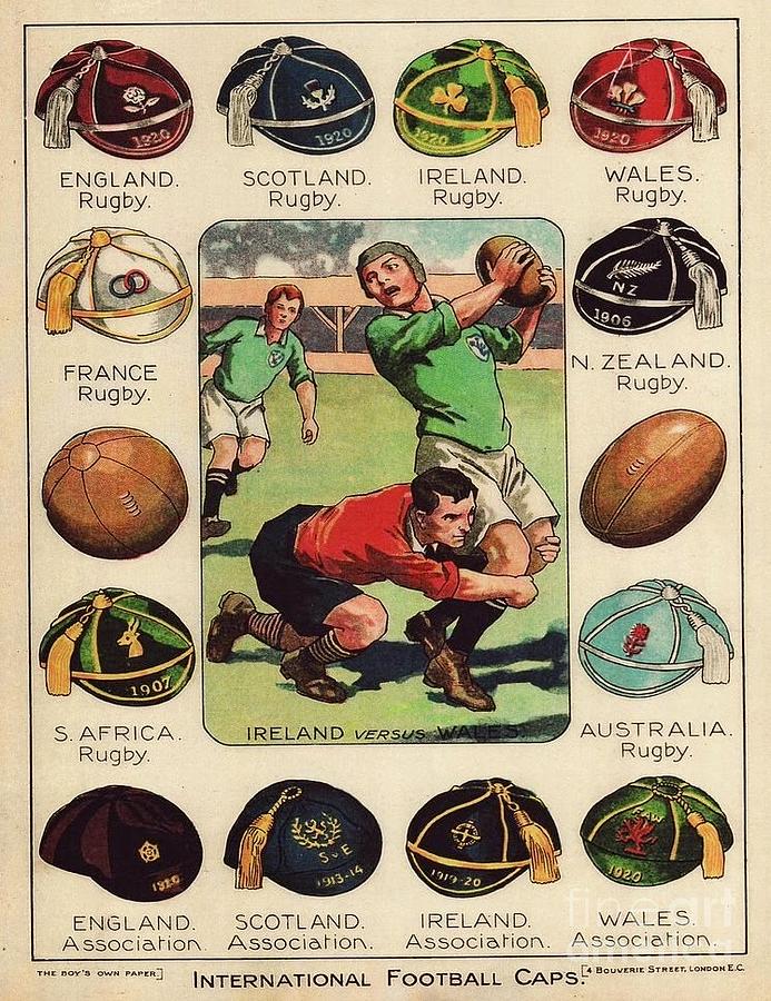 Rugby - Football Caps Painting by Thea Recuerdo