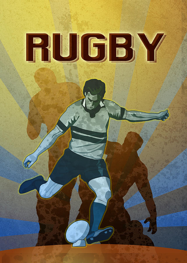 Sports Digital Art - Rugby Player Kicking The Ball by Aloysius Patrimonio