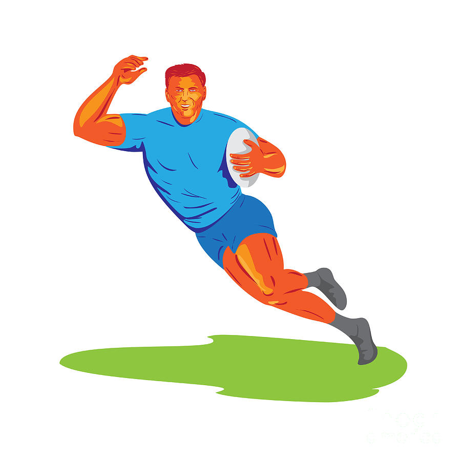 Rugby Player Running Ball WPA Digital Art by Aloysius Patrimonio