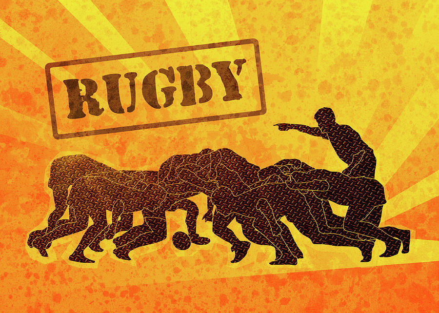 Sports Digital Art - Rugby Players Engaged In Scrum  by Aloysius Patrimonio