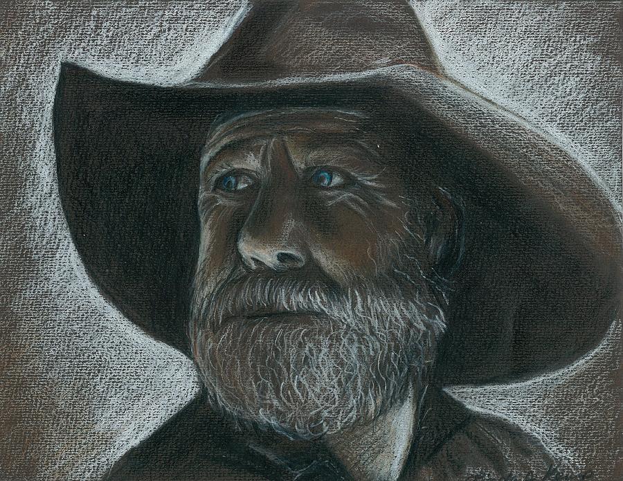 Rugged Blue Eyed Cowboy Drawing by Linda Nielsen