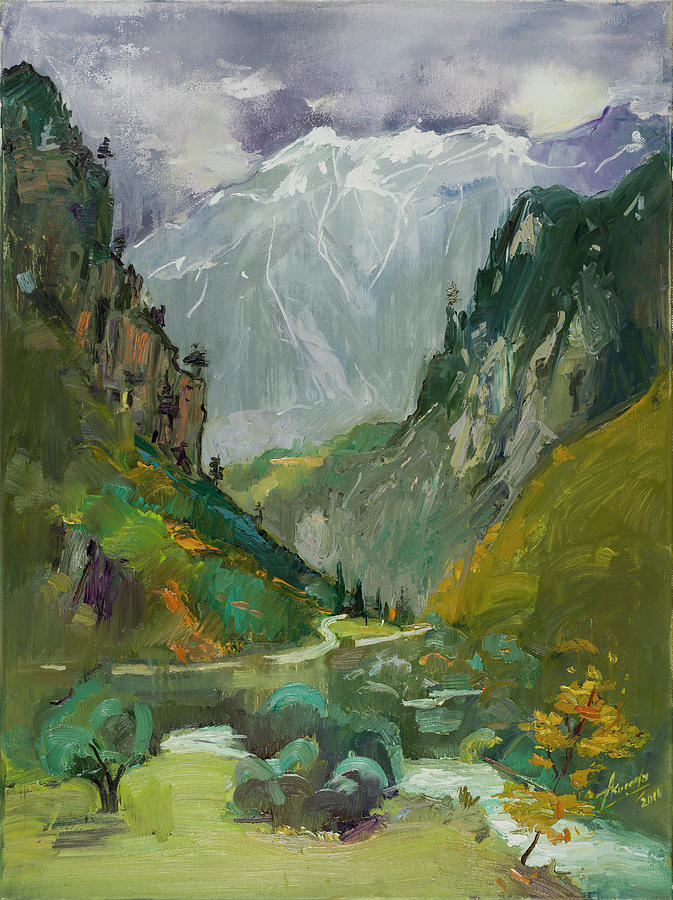 Rugova Canyon, Kosovo Painting by Azem Kucana