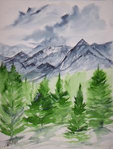 Mountain Painting - Ruidoso NM southwestern mountain landscape watercolor painting poster print by Derek Mccrea