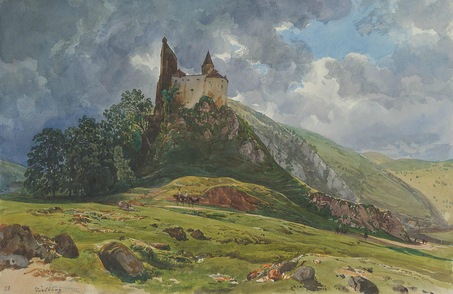 Ruin of Burg Schachenstein at Thorl in Styria Drawing by Thomas Ender