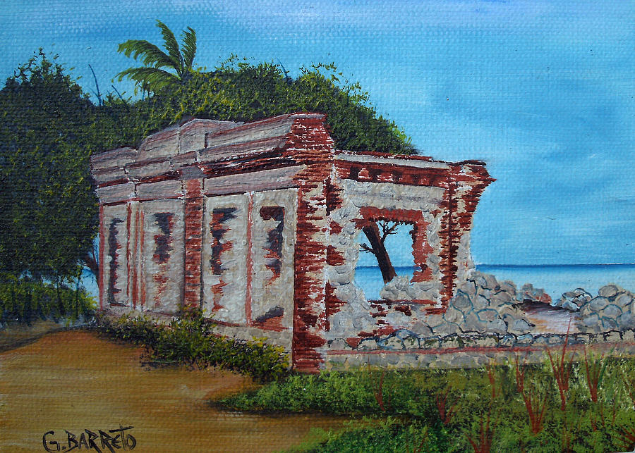 Ruinas Del Faro En Aguadilla Painting by Gloria E Barreto-Rodriguez
