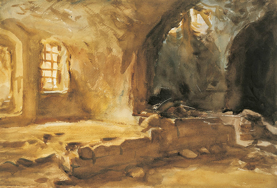 Ruined Cellar-Arras Drawing by John Singer Sargent