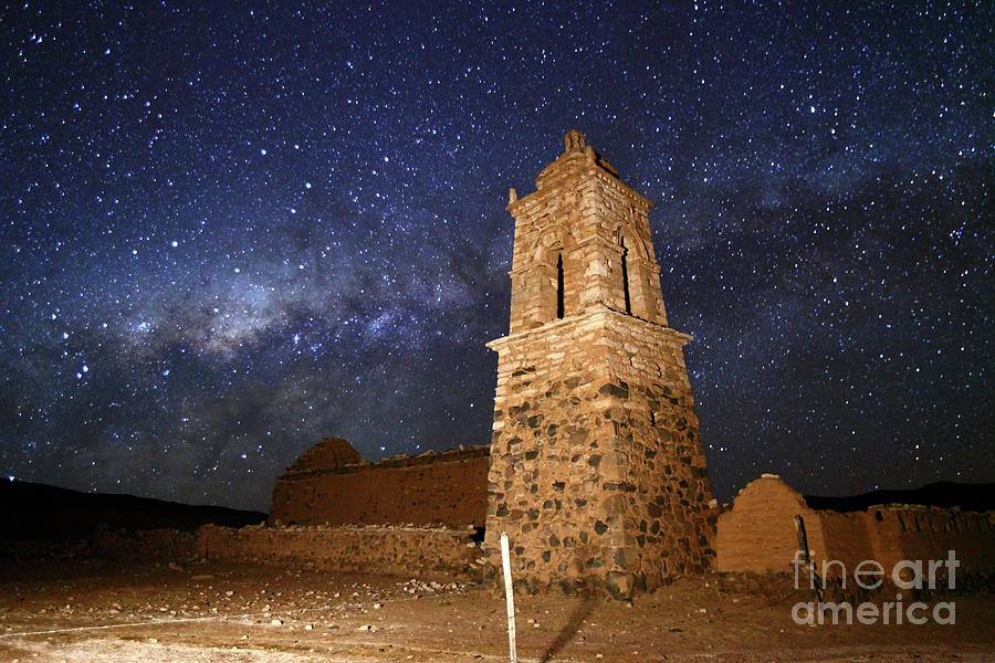 Ruined Church Bell Tower and Milky Way Bolivia Photograph by James Brunker