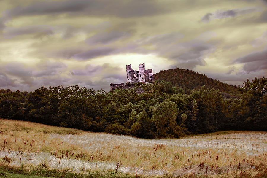 Architecture Photograph - Ruins of Chateau de Domeyrat Castle, Auvergne, France by Menega Sabidussi