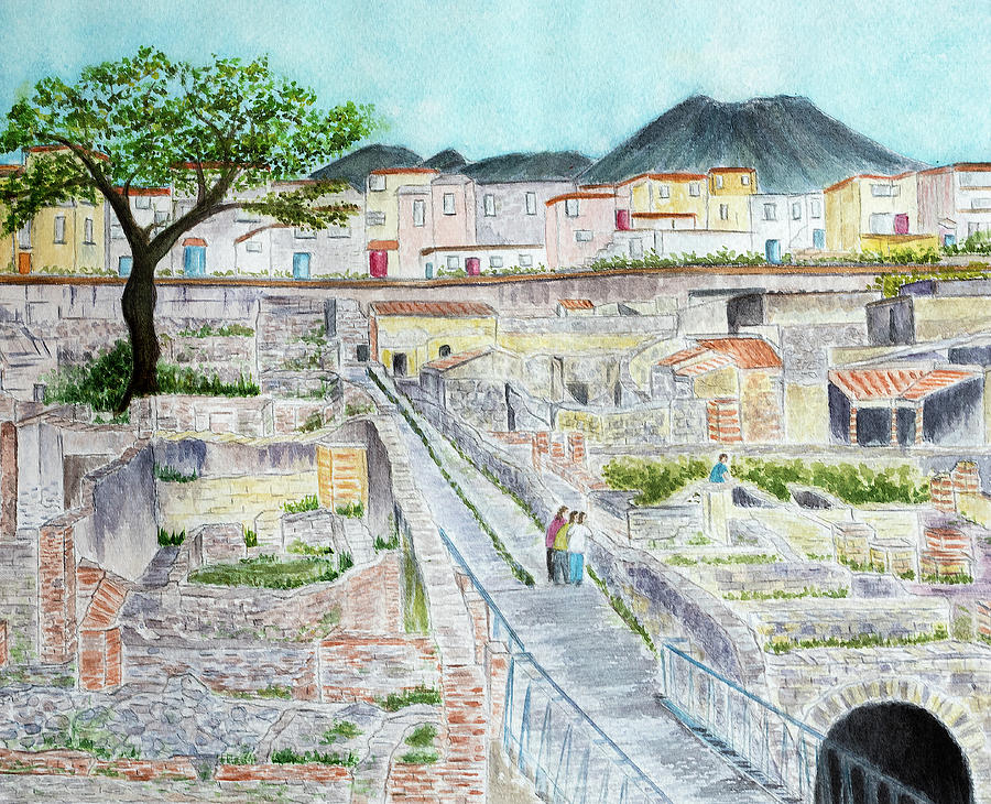 Ruins of  Herculaneum Painting by Laura Richards