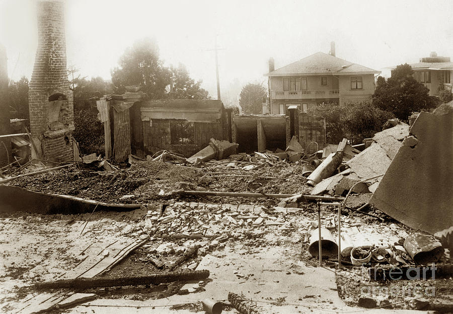 Ruins Photograph - Berkeley  Ruins of houes after the fire of  september 18, 1923 by Monterey County Historical Society