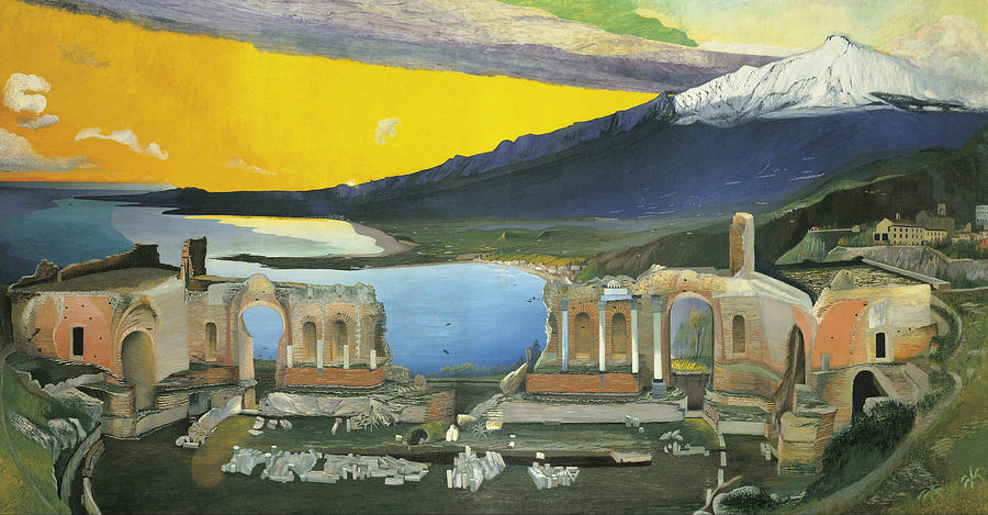 Ruins of the Greek Theatre at Taormina Painting by Tivadar Csontvary Kosztka