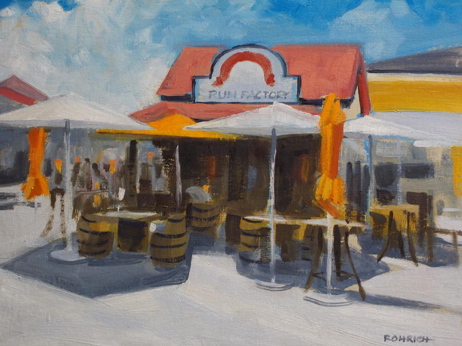 Umbrella Painting - RUM FACTORY CAFE No. 2 by Robert Rohrich