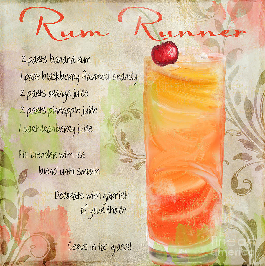 Rum Runner Mixed Cocktail Recipe Sign Painting by Mindy Sommers
