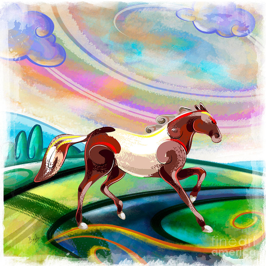 Summer Digital Art - Runaway Horse by Peter Awax