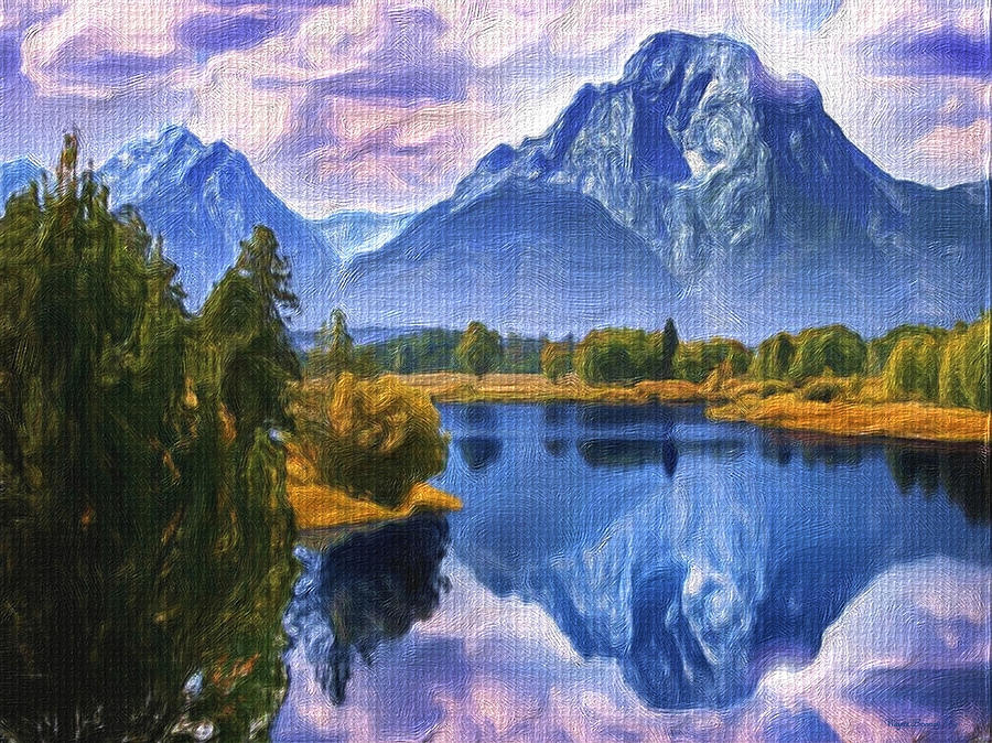 Rundle Mountain Painting by Wayne Bonney